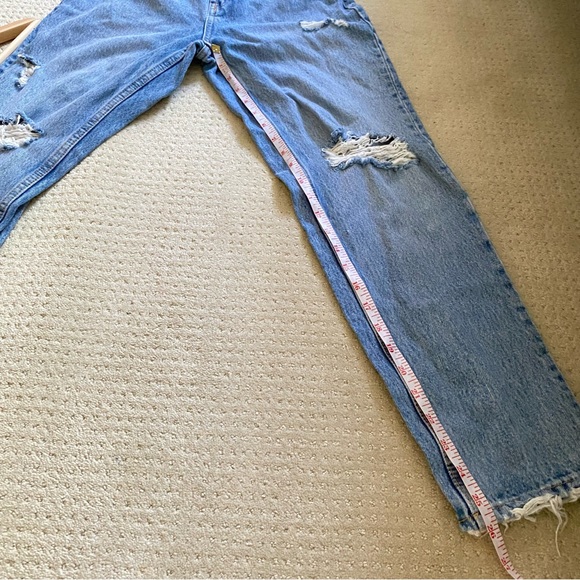 ZARA Blue High Rise Distressed Mom Jeans - Picture 7 of 8